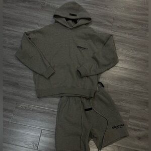 Essentials Charcoal Hoodie and Shorts Set